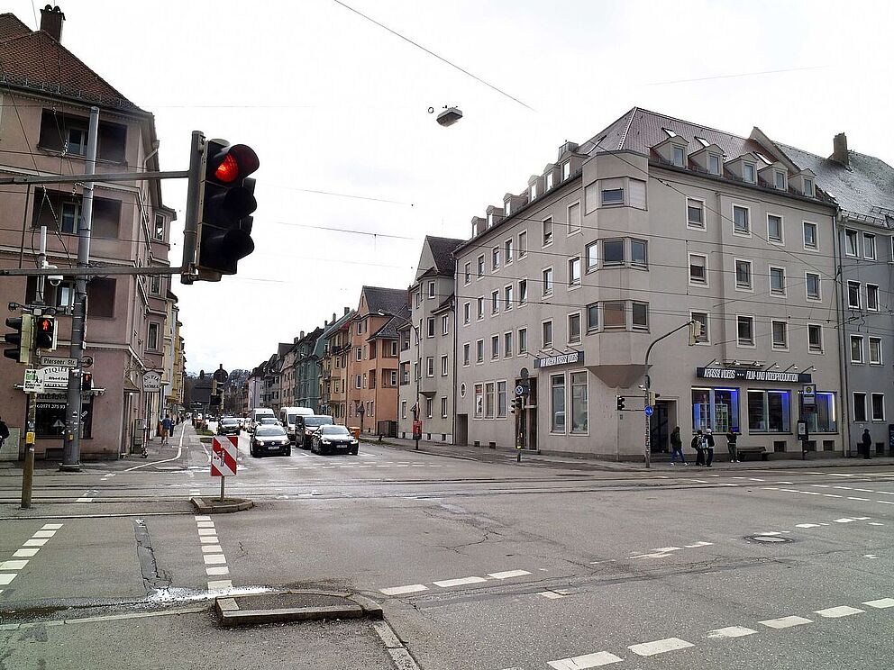 Kreuzung Rosenaustraße - Pferseer Straße in Augsburg