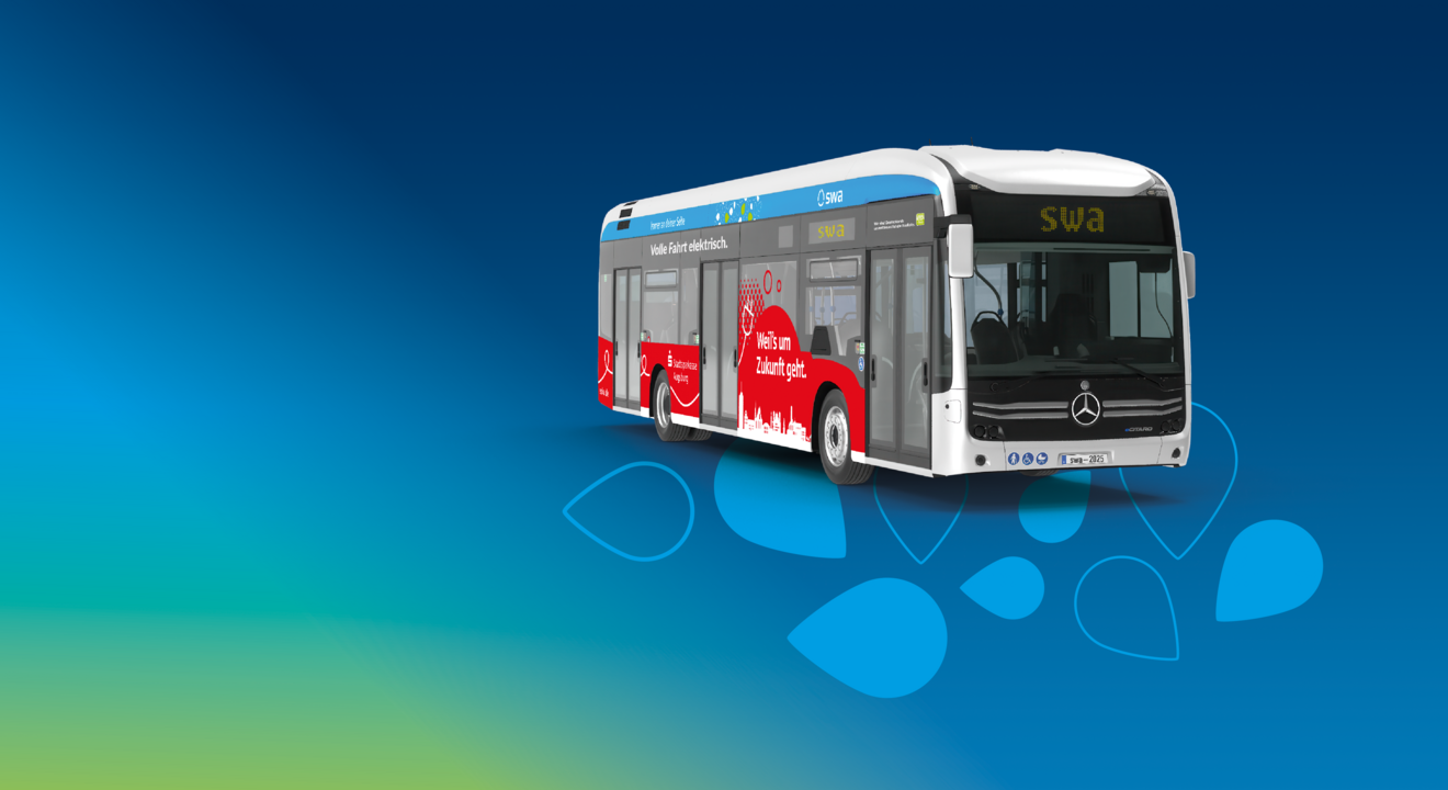 neuer swa eBuss bin Sponsorenbeklebung