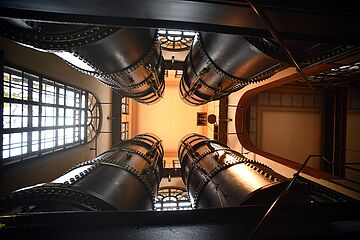 Hauptdruckwindkessel im Obergeschoss des Wasserwerks