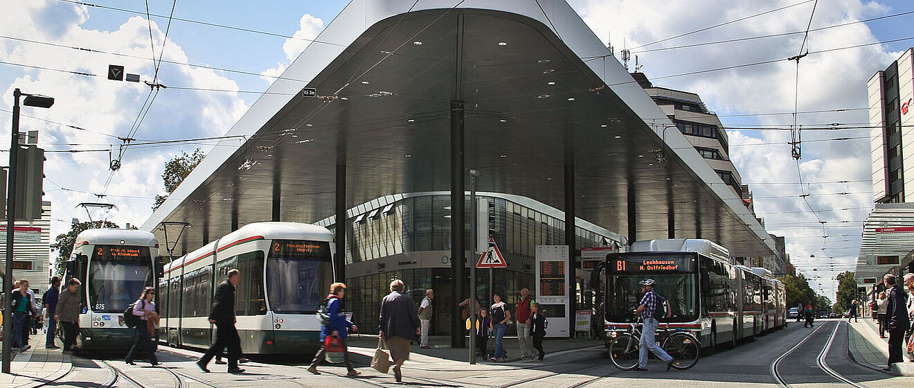 Frontansicht der Haltestelle