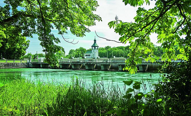 der Hochablass in Augsburg an einem sonnigen Tag.
