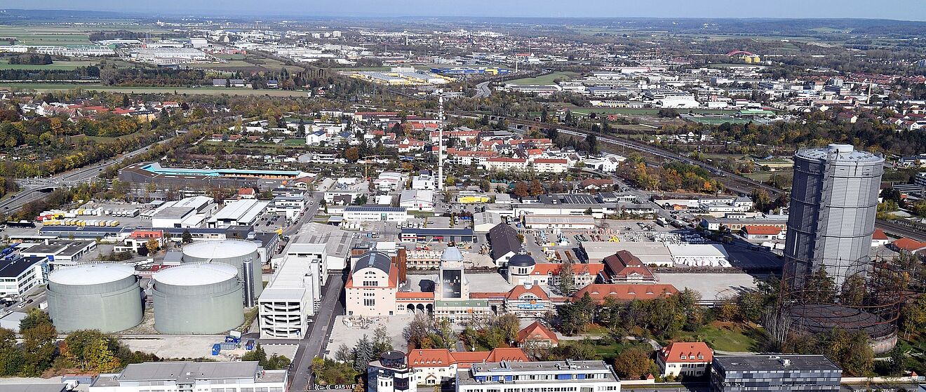 Luftaufnahme vom Gaswerk