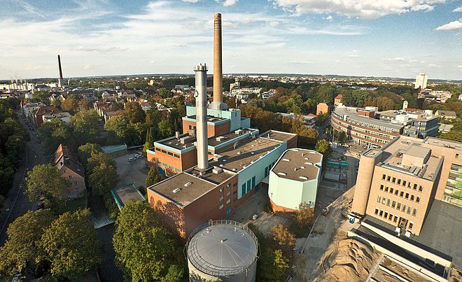Luftbild des Energiekraftwerks der Stadtwerke Augsburg