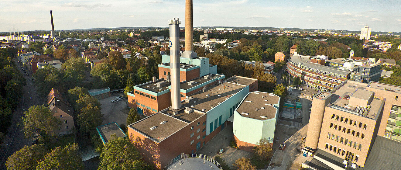 Luftbild des Energiekraftwerks der Stadtwerke Augsburg