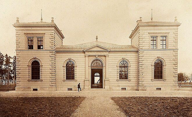 Alte Aufnahme des historischen Wasserwerks.