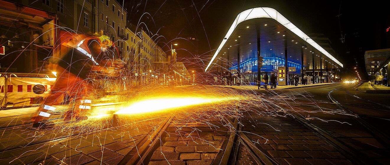 Gleisbauarbeiten am Augsburger Kö.