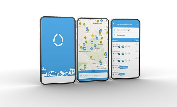 Drei Smartphones mit offener swa Mobil App