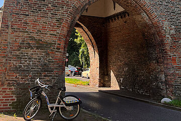 Vogeltor mit Fahrrad davor