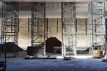 Foto der unterirdischen Bahnhofsbaustelle. - Ein Klick auf das Bild führt zur Fotoansicht.