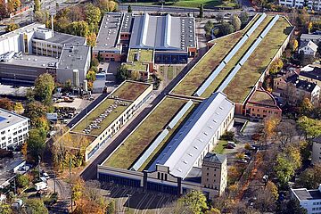 Luftaufnahme des Straßenbahndepots - Ein Klick auf das Bild führt zur Fotoansicht.
