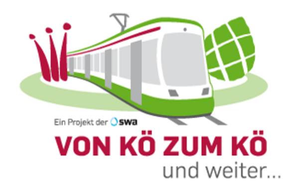Ausbau Linie 3 Werbebanner mit Karikatur einer Straßenbahn. Weiterverlinkung auf Linie 3 Website