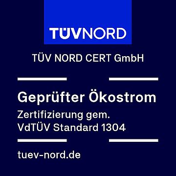 TÜV Nord Ökostrom Zertifizierung gem VdTÜV Standard 1304