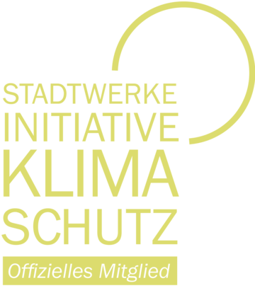 Stadtwerke Initiative Klimaschutz offizielles Mitgliedslogo. Weiterverlinkung zu Stadtwerke Klimaschutzseite