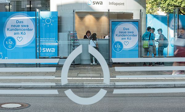 swa-Infopunkt zum neuen Kundencenter am Königsplatz.